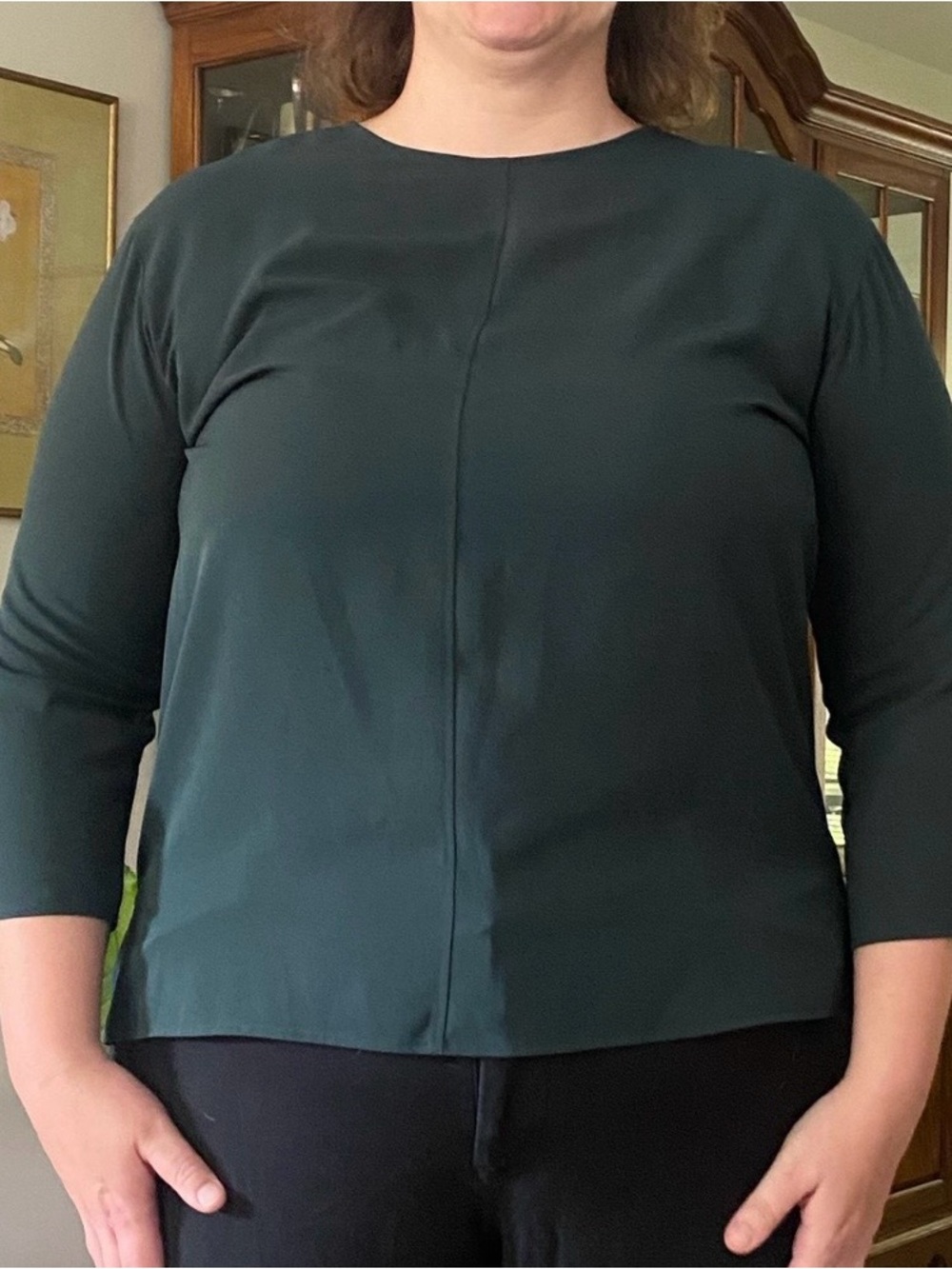 Uniqlo Dark Green Long-Sleeve Crewneck Top